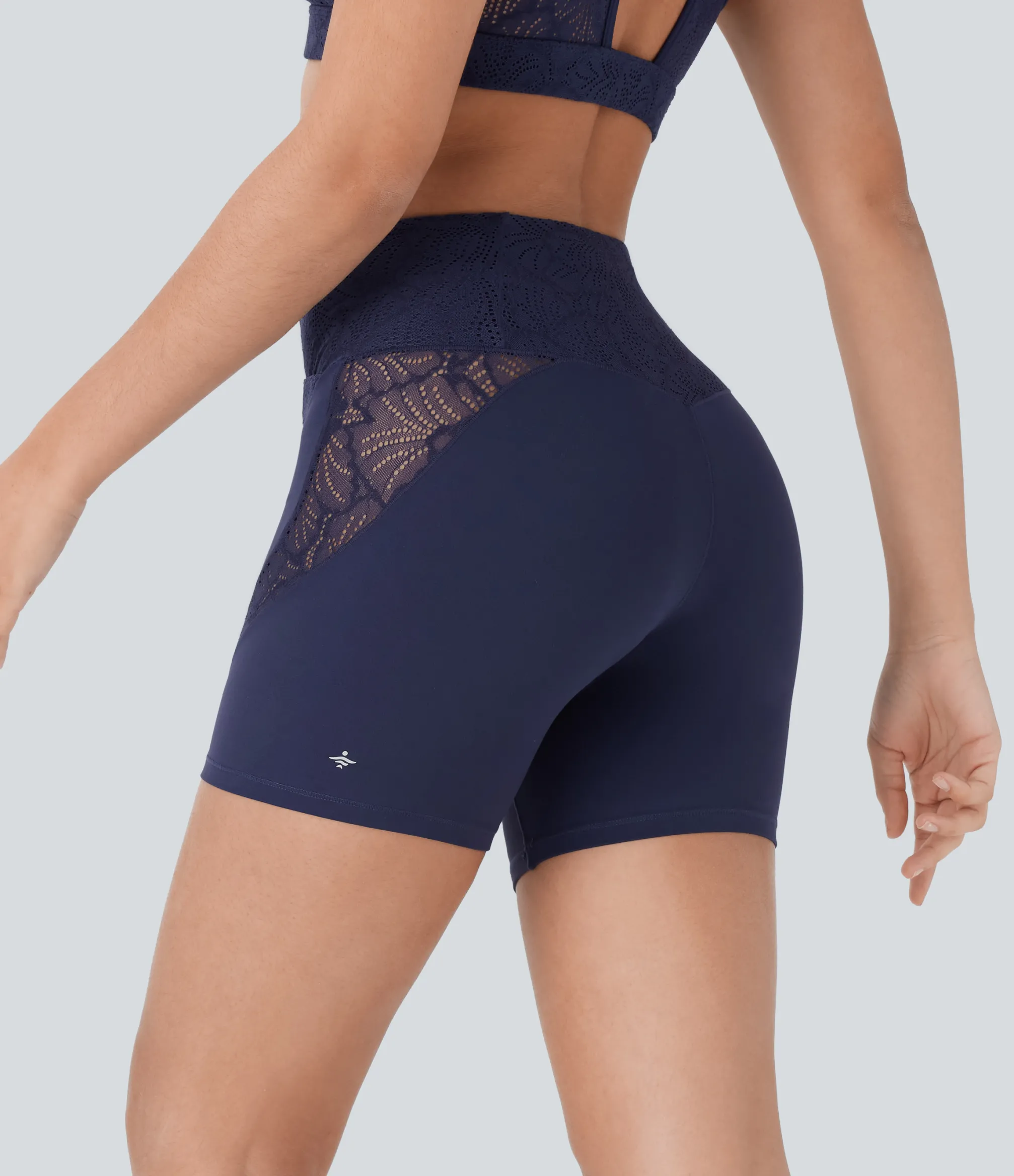 Crossover Shorts|5'' Shorts<HALARA SoftlyZero™ Crossover High Waisted Contrast Lace Pocket Yoga Biker Shorts 5''-UPF50+