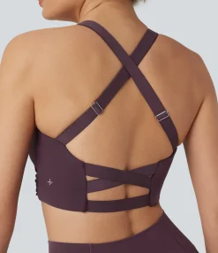 Sports Bras|Sports Bras<HALARA SoftlyZero™ Deep V-neck Crisscross Back Adjustable Straps Training Sports Bra