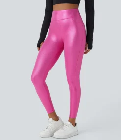 Pocket Leggings|Leggings<HALARA SoftlyZero™ Faux Leather High Waisted Pocket Work Leggings