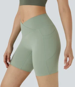 Crossover Shorts|Active Shorts<HALARA SoftlyZero™ High Waisted Crossover Pocket Yoga Biker Shorts 7"-UPF50+