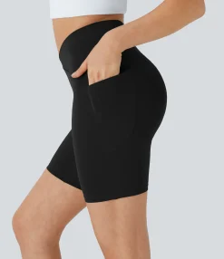 Crossover Shorts|Active Shorts<HALARA SoftlyZero™ High Waisted Crossover Pocket Yoga Leak Protection Biker Shorts 7"