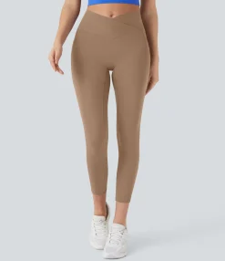 Pocket Leggings|Crossover Leggings<HALARA SoftlyZero™ High Waisted Crossover Pocket Capri Yoga Leggings-UPF50+