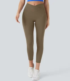 Pocket Leggings|Crossover Leggings<HALARA SoftlyZero™ High Waisted Crossover Pocket Capri Yoga Leggings-UPF50+
