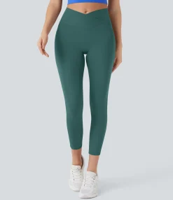 Pocket Leggings|Crossover Leggings<HALARA SoftlyZero™ High Waisted Crossover Pocket Capri Yoga Leggings-UPF50+