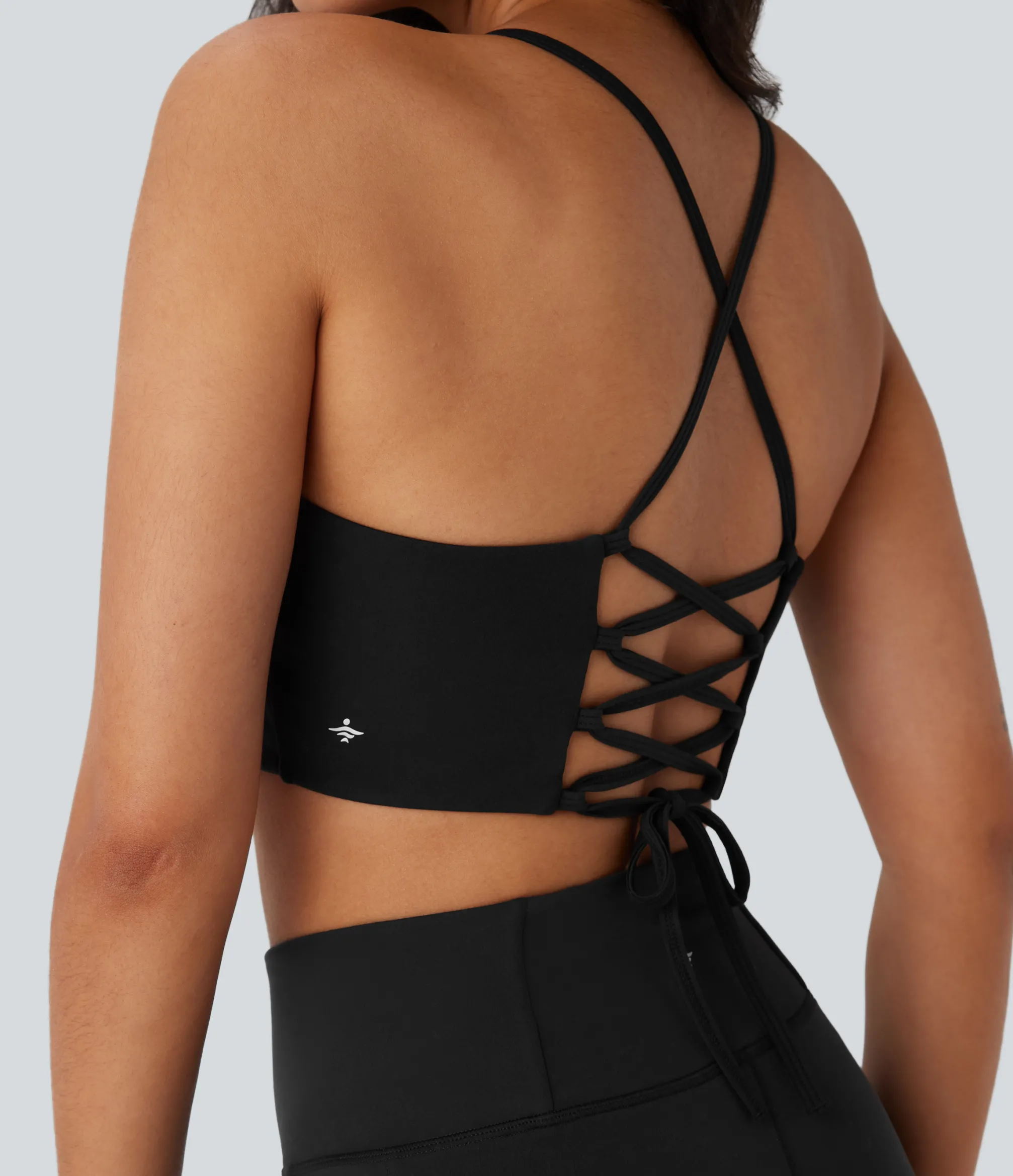 Sports Bras|Sports Bras<HALARA SoftlyZero™ Low Support Lace Up Contrast Lace Yoga Sports Bra-UPF50+