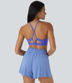 Yoga Tops|Sports Bras<HALARA SoftlyZero™ Low Support Spaghetti Strap Cut Out Yoga Sports Bra-UPF50+