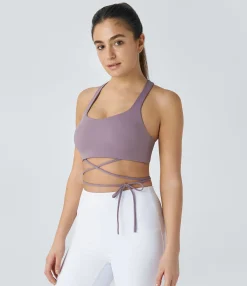 Yoga Tops|Sports Bras<HALARA SoftlyZero™ Low Support Tie Side Yoga Sports Bra-UPF50+