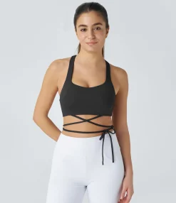 Yoga Tops|Sports Bras<HALARA SoftlyZero™ Low Support Tie Side Yoga Sports Bra-UPF50+