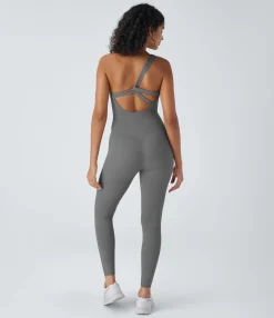 Jumpsuits<HALARA SoftlyZero™ One Shoulder Crossover Waist Skinny Yoga Jumpsuit-UPF50+