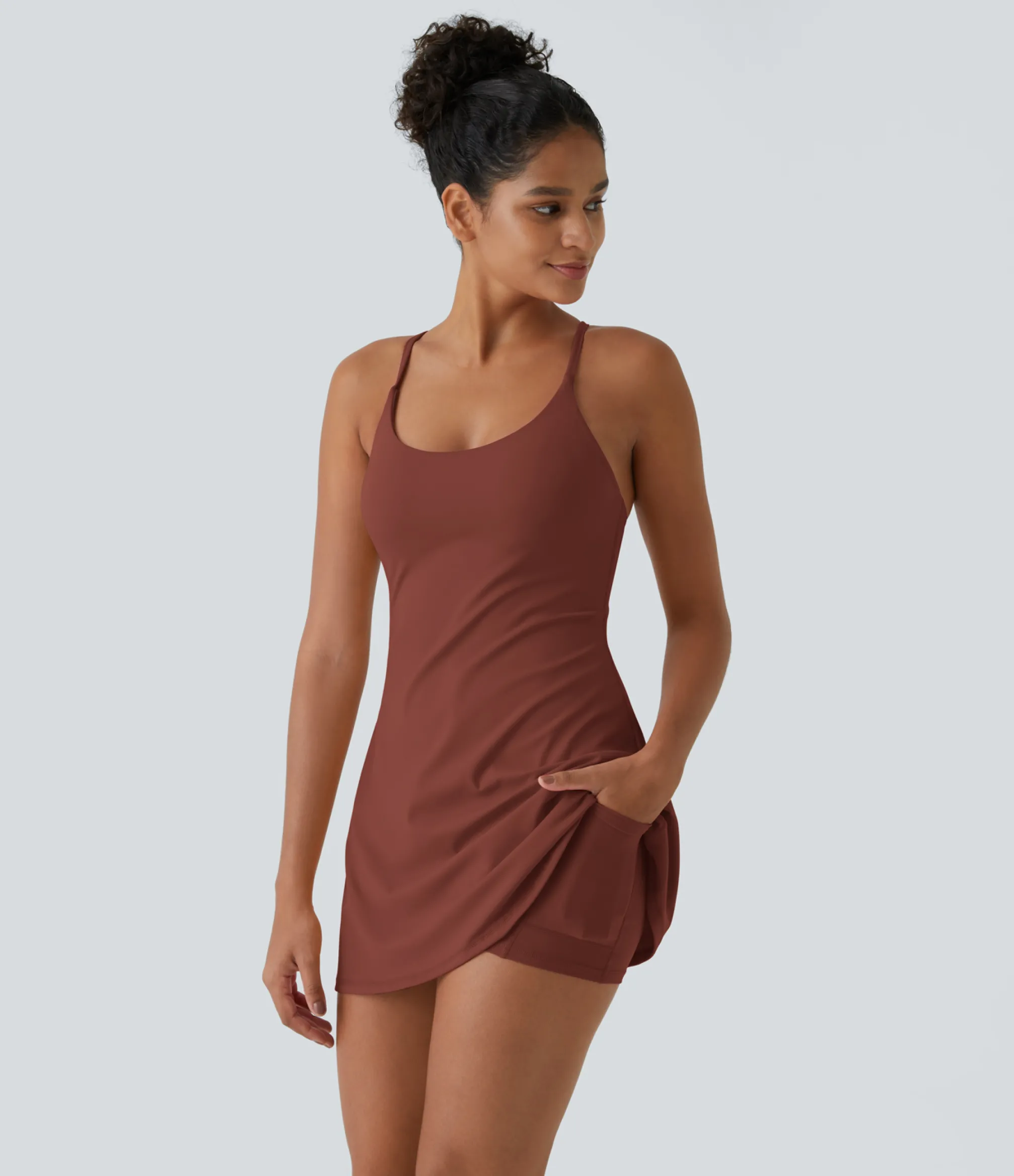 Mini Dresses|Active Dresses<HALARA Softlyzero™ Plush Backless Active Dress-Easy Peezy Edition