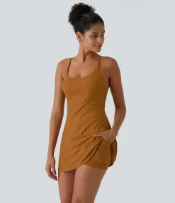 Mini Dresses|Active Dresses<HALARA Softlyzero™ Plush Backless Active Dress-Easy Peezy Edition