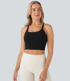 Tank Tops & Camis|Tank Tops<HALARA SoftlyZero™ Plush Basic Padded Cropped Running Cami Top-D/DD/DDD/F Cups