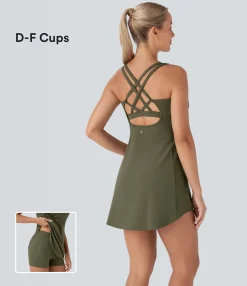 Active Dresses|Dresses<HALARA SoftlyZero™ Plush Cut Out Pocket 2-Piece Mini Yoga Active Dress-D/DD/DDD/F Cups