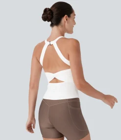 Yoga Tops|Tank Tops & Camis<HALARA SoftlyZero™ Plush Cut Out Yoga Tank Top