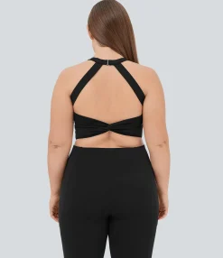 Plus Size<HALARA SoftlyZero™ Plush Cut Out Cropped Yoga Plus Size Tank Top