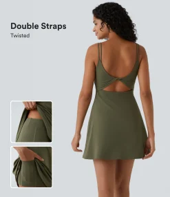 Active Dresses|Dresses<HALARA SoftlyZero™ Plush Double Straps 2-Piece Pocket Slip Dance Active Dress