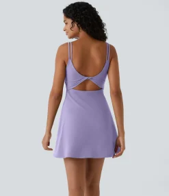 Active Dresses|Dresses<HALARA SoftlyZero™ Plush Double Straps 2-Piece Pocket Slip Dance Active Dress