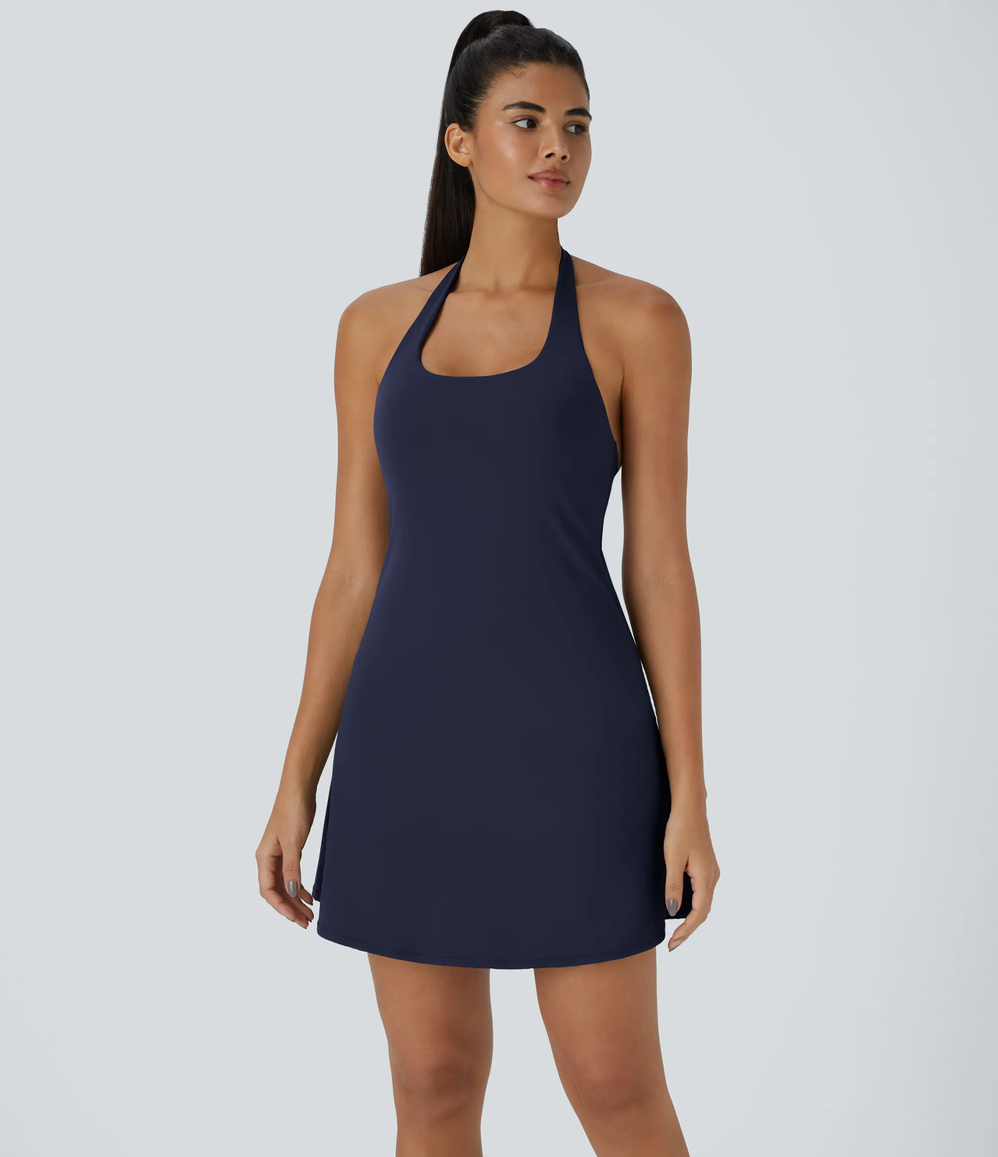 Mini Dresses|Active Dresses<HALARA SoftlyZero™ Plush Halter 2-in-1 Pocket Mini Slip Active Dress