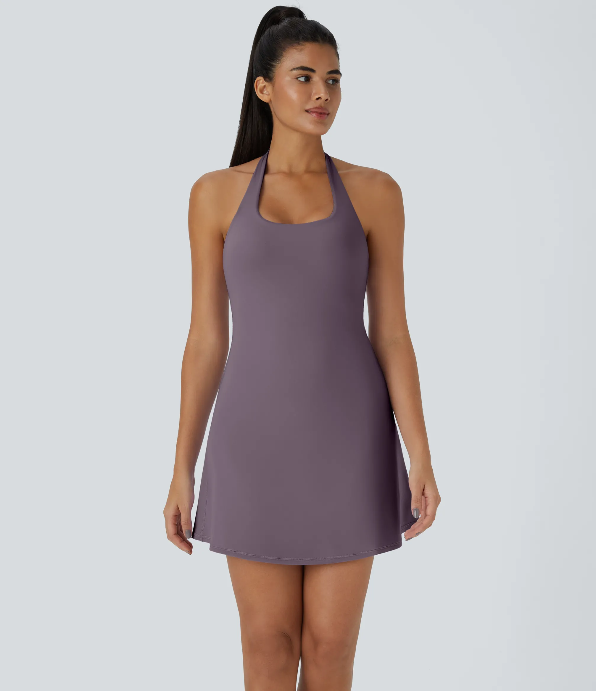 Mini Dresses|Active Dresses<HALARA SoftlyZero™ Plush Halter 2-in-1 Pocket Mini Slip Active Dress
