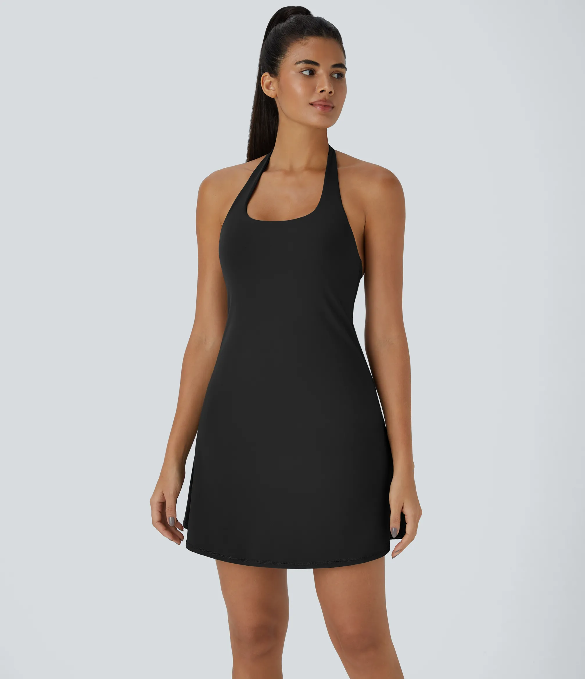 Mini Dresses|Active Dresses<HALARA SoftlyZero™ Plush Halter 2-in-1 Pocket Mini Slip Active Dress
