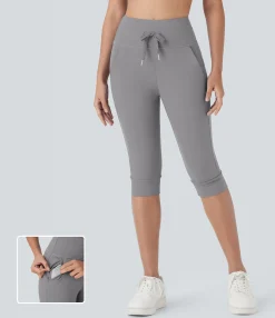 Joggers|Joggers<HALARA SoftlyZero™ Plush High Waisted Drawstring Pocket Yoga Pedal Pusher Joggers
