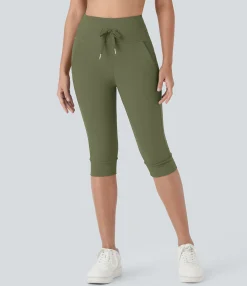 Joggers|Joggers<HALARA SoftlyZero™ Plush High Waisted Drawstring Pocket Yoga Pedal Pusher Joggers