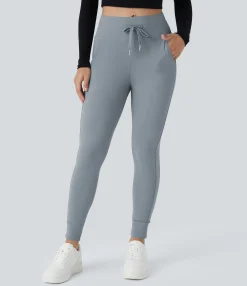 Joggers|Joggers<HALARA SoftlyZero™ Plush High Waisted Drawstring Pocket Plain Full Length Joggers