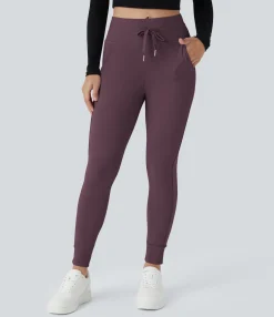 Joggers|Joggers<HALARA SoftlyZero™ Plush High Waisted Drawstring Pocket Plain Full Length Joggers