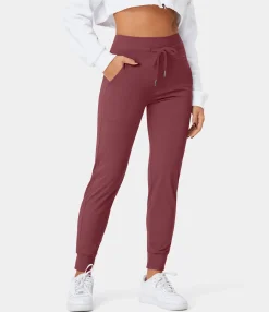 Joggers|Joggers<HALARA SoftlyZero™ Plush High Waisted Drawstring Pocket Plain Full Length Joggers