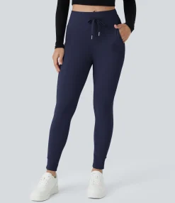 Joggers|Joggers<HALARA SoftlyZero™ Plush High Waisted Drawstring Pocket Plain Full Length Joggers