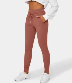 Joggers|Joggers<HALARA SoftlyZero™ Plush High Waisted Drawstring Pocket Plain Full Length Joggers