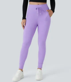 Joggers|Joggers<HALARA SoftlyZero™ Plush High Waisted Drawstring Pocket Plain Full Length Joggers
