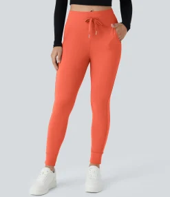 Joggers|Joggers<HALARA SoftlyZero™ Plush High Waisted Drawstring Pocket Plain Full Length Joggers