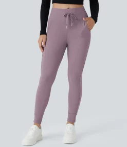 Joggers|Joggers<HALARA SoftlyZero™ Plush High Waisted Drawstring Pocket Plain Full Length Joggers
