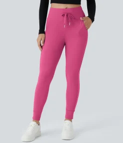 Joggers|Joggers<HALARA SoftlyZero™ Plush High Waisted Drawstring Pocket Plain Full Length Joggers
