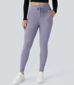 Joggers|Joggers<HALARA SoftlyZero™ Plush High Waisted Drawstring Pocket Plain Full Length Joggers