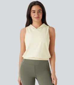 Tank Tops & Camis|Tank Tops<HALARA SoftlyZero™ Plush Hooded Contrast Mesh Yoga Tank Top