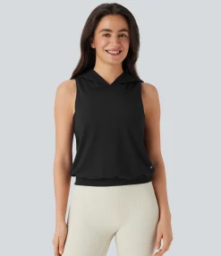 Tank Tops & Camis|Tank Tops<HALARA SoftlyZero™ Plush Hooded Contrast Mesh Yoga Tank Top