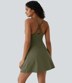 Active Dresses|Dresses<HALARA SoftlyZero™ Plush 2-in-1 Pocket Flare Slip Active Dress