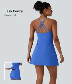 Active Dresses|Mini Dresses<HALARA SoftlyZero™ Plush 2-in-1 Pocket Mini Yoga Active Dress-Easy Peezy Edition