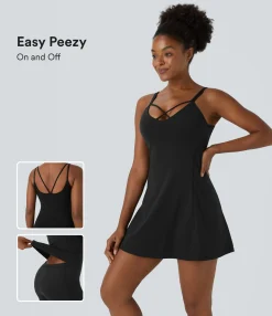 Dresses|Mini Dresses<HALARA SoftlyZero™ Plush 2-in-1 Pocket Mini Slip Active Dress-Easy Peezy Edition Black