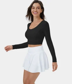 Yoga Tops|Sports Tops<HALARA SoftlyZero™ Plush Long Sleeve Adjustable Buckle Cropped Yoga Sports Top