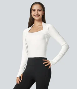 Sports Tops|Sports Tops<HALARA SoftlyZero™ Plush Long Sleeve Thumb Hole 2-in-1 Yoga Sports Top