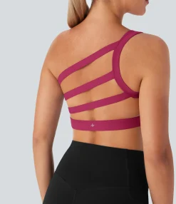 Sports Bras|Sports Bras<HALARA SoftlyZero™ Plush Low Support Asymmetric One Shoulder Skinny Cropped Yoga Sports Bra