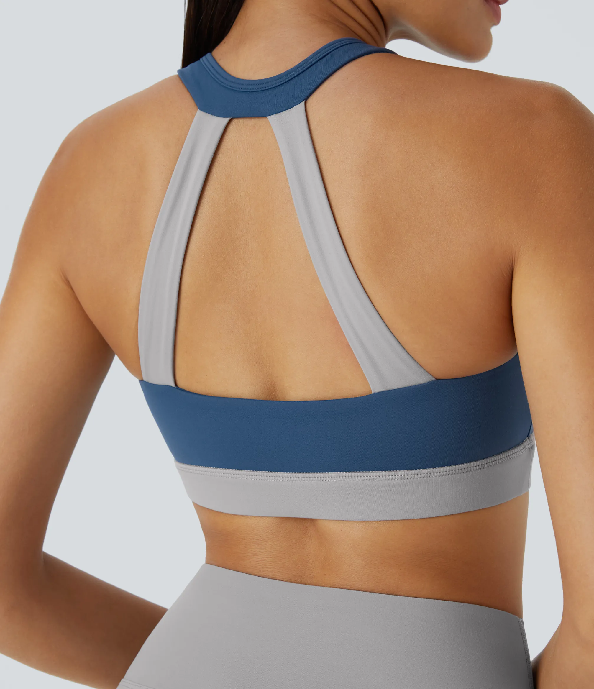 Sports Bras|Sports Bras<HALARA SoftlyZero™ Plush Low Support Ruched Color Block Yoga Sports Bra