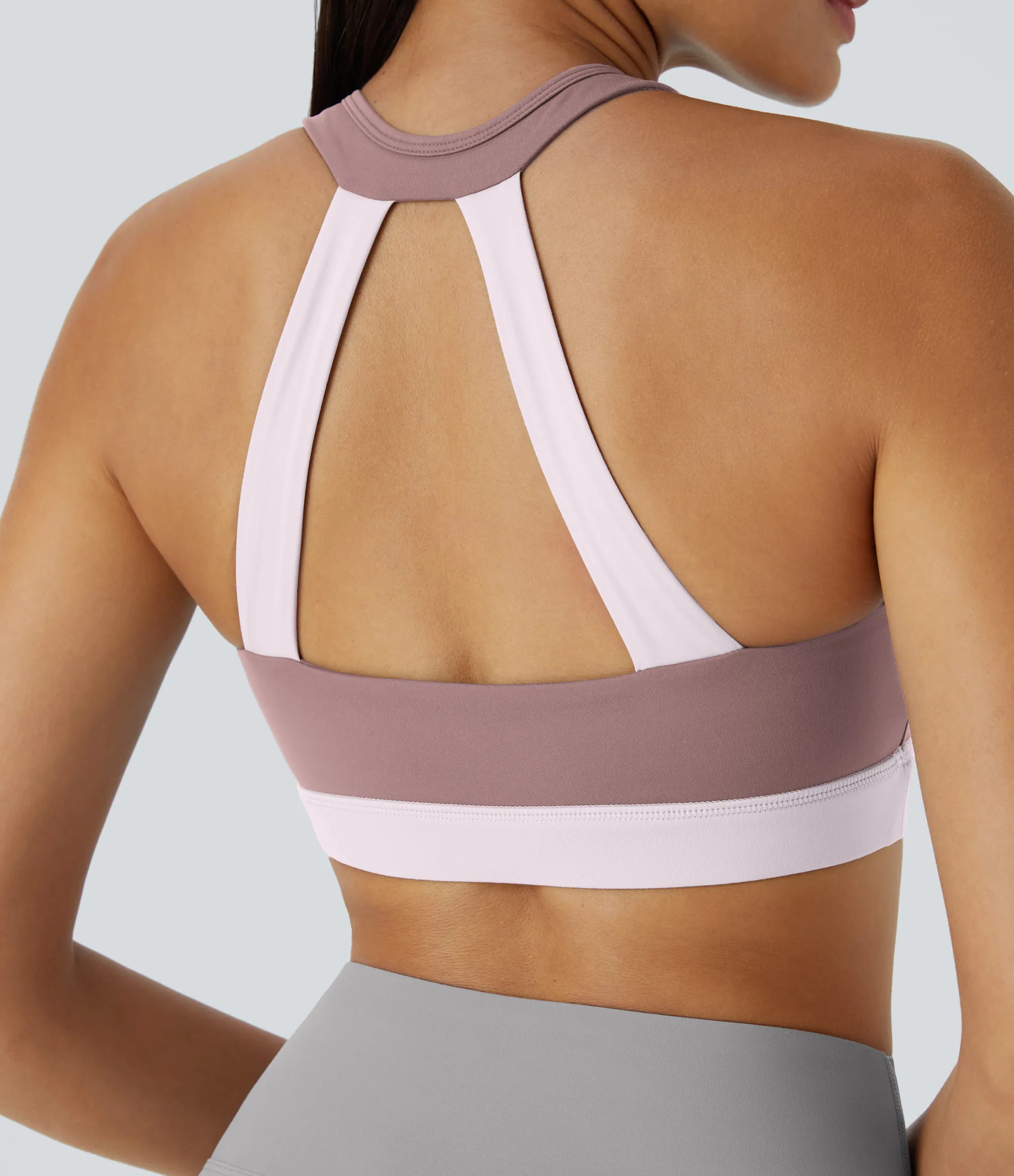 Sports Bras|Sports Bras<HALARA SoftlyZero™ Plush Low Support Ruched Color Block Yoga Sports Bra