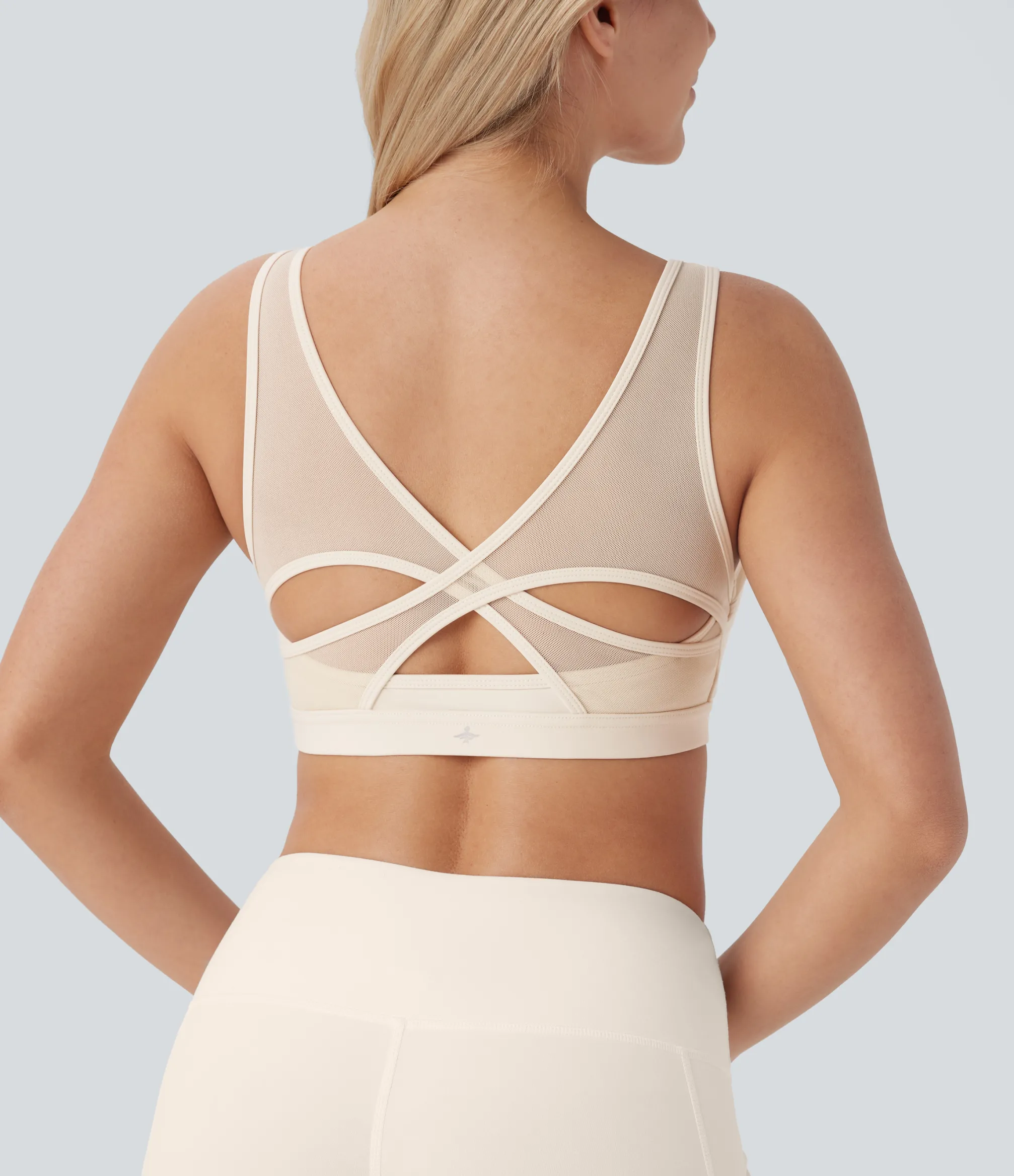 Yoga Tops|Sports Bras<HALARA SoftlyZero™ Plush Low Support Contrast Mesh Yoga Sports Bra