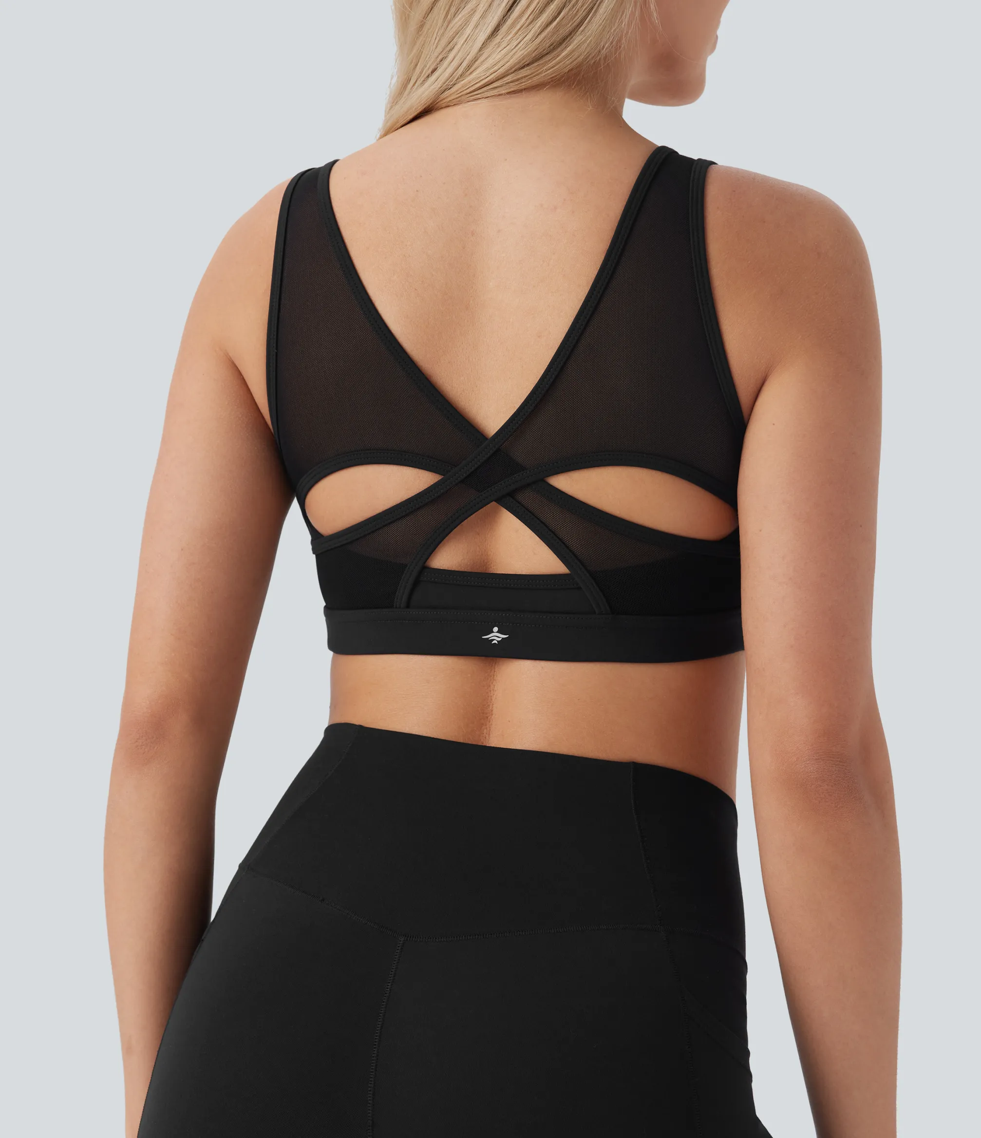 Yoga Tops|Sports Bras<HALARA SoftlyZero™ Plush Low Support Contrast Mesh Yoga Sports Bra
