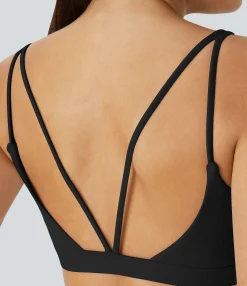Yoga Tops|Sports Bras<HALARA SoftlyZero™ Plush Low Support U Neck Yoga Sports Bra Black