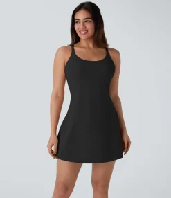 Mini Dresses|Active Dresses<HALARA SoftlyZero™ Plush Molded Cups Dance Active Dress-Easy Peezy Edition-D/DD/DDD/F Cups